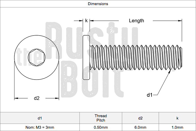 M3 x 3mm, Socket Head Screws, Ultra Low Profile, Thin, Wafer